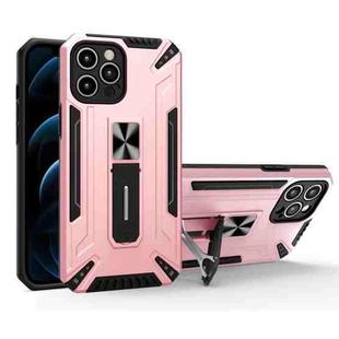 War-god Armor TPU + PC Shockproof Magnetic Protective Case with Folding Holder For iPhone 12 Pro Max(Rose Gold)