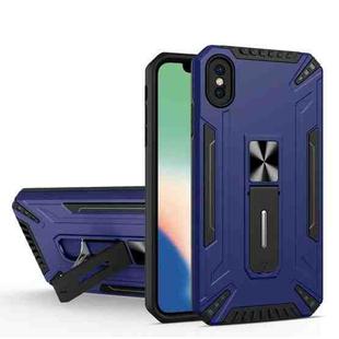 War-god Armor TPU + PC Shockproof Magnetic Protective Case with Folding Holder For iPhone XS Max(Sapphire Blue)