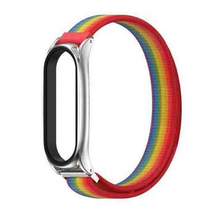 For Xiaomi Mi Band 6 / 5 / 4 / 3 Mijobs Nylon Loop Plus Watch Band Watch Band(Rainbow Silver)
