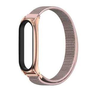 For Xiaomi Mi Band 6 / 5 / 4 / 3 Mijobs Nylon Loop Plus Watch Band Watch Band(Pink Sand Rose Gold)
