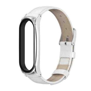 For Xiaomi Mi Band 6 / 5 / 4 / 3 Mijobs First Layer Cowhide Plus Watch Band(White)