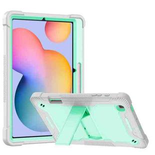 For Samsung Galaxy Tab S6 Lite Silicone + PC Shockproof Protective Case with Holder(Gray + Green)