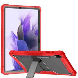 For Samsung Galaxy Tab S7 FE Silicone + PC Shockproof Protective Case with Holder(Red + Black)