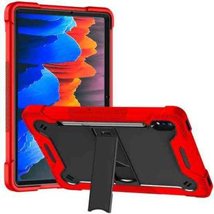 For Samsung Galaxy Tab S8 / Galaxy Tab S7 Silicone + PC Shockproof Protective Case with Holder(Red + Black)