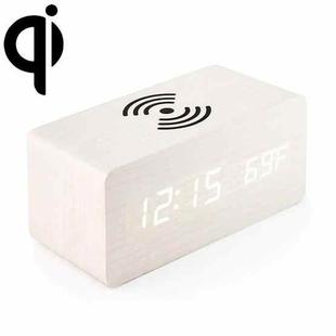 KD8801 5W Wooden Creative Wireless Charger LED Mirror Digital Display Sub-alarm Clock, Regular Style(White Wood White Characters)