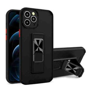Dual-color Skin Feel TPU + PC Magnetic Shockproof Case with Invisible Holder For iPhone 12 mini(Black)