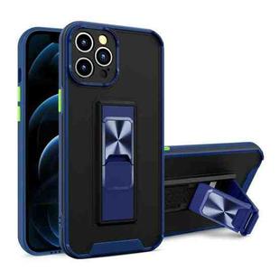 Dual-color Skin Feel TPU + PC Magnetic Shockproof Case with Invisible Holder For iPhone 12 Pro(Royal Blue)
