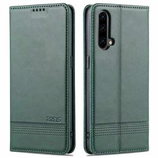 For OnePlus Nord CE 5G AZNS Magnetic Calf Texture Horizontal Flip Leather Case with Card Slots & Holder & Wallet(Dark Green)