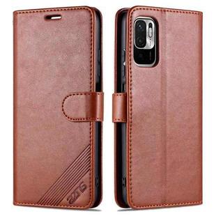 For Xiaomi Poco M3 Pro 5G / Redmi Note 10 5G AZNS Sheepskin Texture Horizontal Flip Leather Case with Holder & Card Slots & Wallet(Brown)