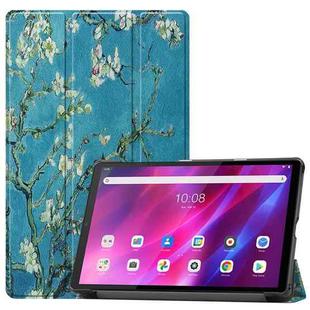 For Lenovo Qitian K10 TB-X6C6F / TB-X6C6X / TB-X6C6NBF Custer Painted TPU Smart Tablet Leather Case with Sleep / Wake-up Function & 3-Fold Holder(Apricot Blossom)