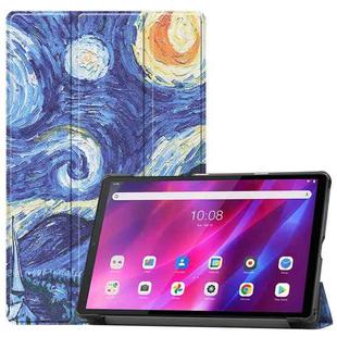 For Lenovo Qitian K10 TB-X6C6F / TB-X6C6X / TB-X6C6NBF Custer Painted TPU Smart Tablet Leather Case with Sleep / Wake-up Function & 3-Fold Holder(Starry Sky)