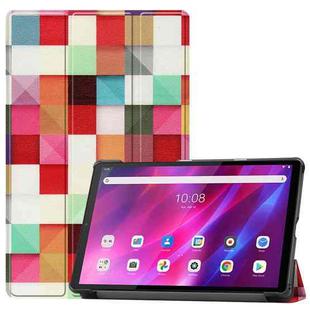 For Lenovo Qitian K10 TB-X6C6F / TB-X6C6X / TB-X6C6NBF Custer Painted TPU Smart Tablet Leather Case with Sleep / Wake-up Function & 3-Fold Holder(Magic Cube)