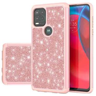 For Motorola Moto G Stylus 5G Glitter Powder Contrast Skin Shockproof Silicone + PC Protective Case(Rose Gold)