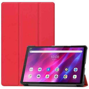 For Lenovo Qitian K10 TB-X6C6F / TB-X6C6X / TB-X6C6NBF Custer Texture Horizontal Flip Leather Case with Three-folding Holder & Sleep / Wake-up Function(Red)