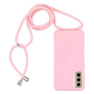 For Samsung Galaxy S21 FE Candy Colors TPU Protective Case with Lanyard(Pink)