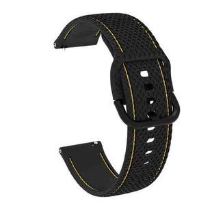 20mm For Samsung Galaxy Watch Active 2 Two-color Stitching Silicone Watch Band(Black+Yellow Line)
