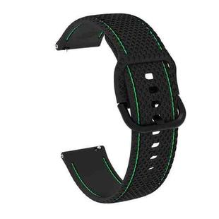 20mm For Samsung Galaxy Watch Active 2 Two-color Stitching Silicone Watch Band(Black+Green Line)