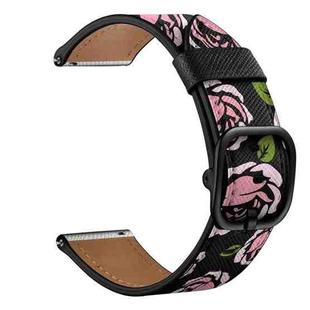 22mm For Xiaomi Haylou RT RS3 LS04 / LS05S Universal Printed Leather Watch Band(Rose)
