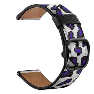 22mm For Xiaomi Haylou RT RS3 LS04 / LS05S Universal Printed Leather Watch Band(Purple Leopard)