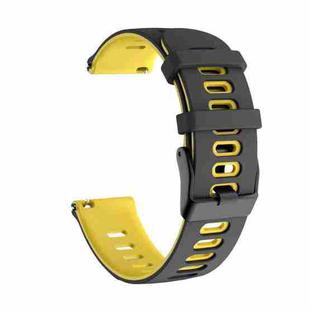 22mm For Garmin Vivoactive 4 / Venu 2 Universal Two-color Silicone Watch Band(Black Yellow)