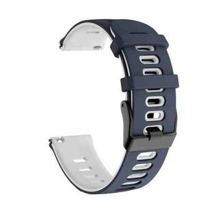 22mm For Garmin Vivoactive 4 / Venu 2 Universal Two-color Silicone Watch Band(Blue White)