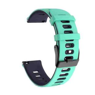 22mm For Garmin Vivoactive 4 / Venu 2 Universal Two-color Silicone Watch Band(Green Blue)