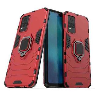 For vivo Y73 PC + TPU Shockproof Protective Case with Magnetic Ring Holder(Red)