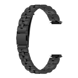 For Fitbit Luxe Special Edition Three-beads Stainless Steel Flat Buckle Watch Band(Black)
