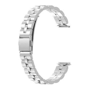 For Fitbit Luxe Special Edition Three-beads Stainless Steel Flat Buckle Watch Band(Silver)
