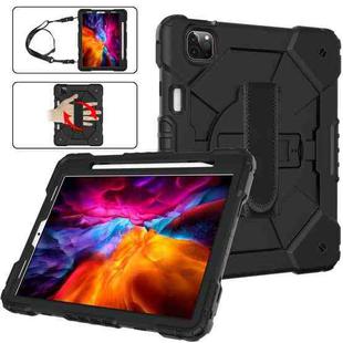 Contrast Color Robot Shockproof Silicon + PC Protective Tablet Case with Holder & Shoulder Strap For iPad Pro 11 2021 / 2020 / 2018 / iPad Air 4 10.9 2020(Black)