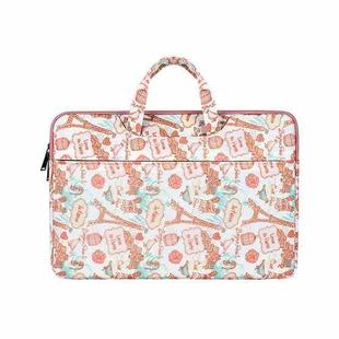 ST01DZ Lightweight Canvas Printed Laptop Bag, Size:14.1-15.4 inch(Flower Pink)