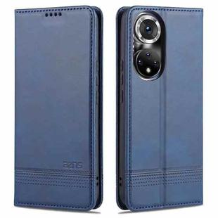 For Honor 50 AZNS Magnetic Calf Texture Horizontal Flip Leather Case with Card Slots & Holder & Wallet(Dark Blue)