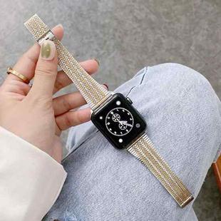 Small Waist Three Lines Steel Watch Band For Apple Watch Series 8&7 41mm / SE 2&6&SE&5&4 40mm / 3&2&1 38mm(Silver Gold)