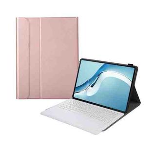 A126 For Huawei MatePad Pro 12.6 2021 Sheep Texture Ultra-thin Bluetooth Keyboard Horizontal Flip Leather Tablet Case with Holder(Rose Gold)