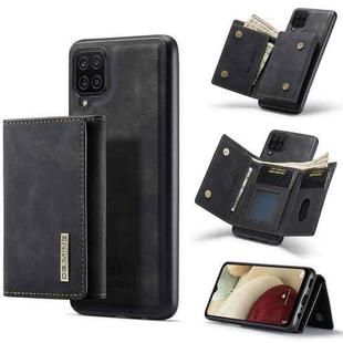 For Samsung Galaxy A12 5G DG.MING M1 Series 3-Fold Multi Card Wallet  Back Cover Shockproof Case with Holder Function(Black)
