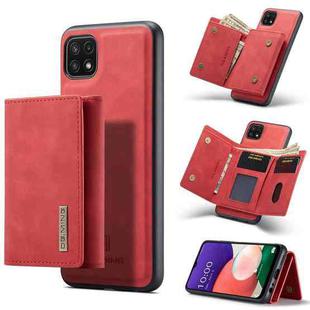 For Samsung Galaxy A22 5G DG.MING M1 Series 3-Fold Multi Card Wallet  Back Cover Shockproof Case with Holder Function(Red)