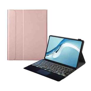 A126-AS For Huawei MatePad Pro 12.6 2021 Sheep Texture Ultra-thin Backlight Bluetooth Keyboard Horizontal Flip Leather Tablet Case with Holder & Touchpad(Rose Gold)