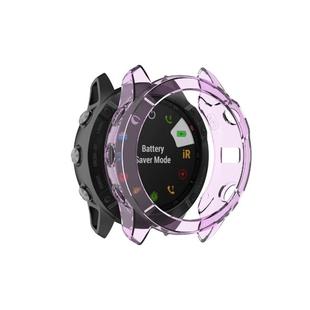 For Garmin Fenix 6X / 6X Pro Smart Watch Half Coverage TPU Protective Case(Transparent Purple)