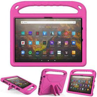 For Amazon Fire HD 10 2021 Handle Portable EVA Shockproof Anti Falling Protective Case with Triangle Holder(Rose Red)
