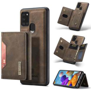 For Samsung Galaxy A21s DG.MING M2 Series 3-Fold Multi Card Bag Back Cover Shockproof Case with Wallet & Holder Function(Coffee)