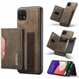 For Samsung Galaxy A22 5G DG.MING M2 Series 3-Fold Multi Card Bag Back Cover Shockproof Case with Wallet & Holder Function(Coffee)