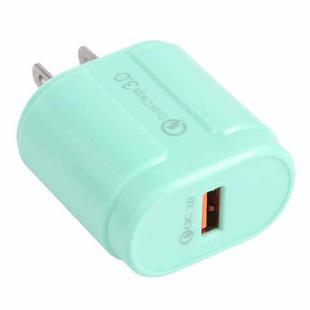 13-3 QC3.0 Single USB Interface Macarons Travel Charger, US Plug(Green)