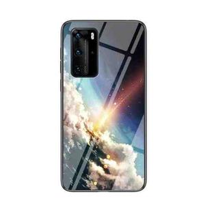 For Huawei P40 Pro Starry Sky Pattern Tempered Glass + TPU Shockproof Protective Case(Bright Starry Sky)