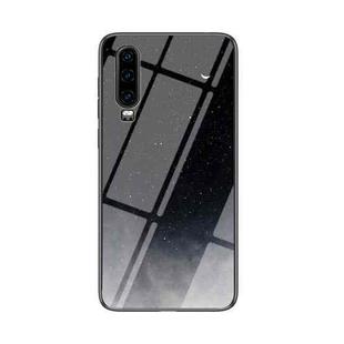 For Huawei P30 Starry Sky Pattern Tempered Glass + TPU Shockproof Protective Case(Starry Sky Crescent)