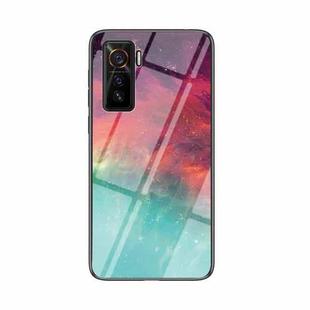 For vivo iQOO 5 5G Starry Sky Painted Tempered Glass TPU Shockproof Protective Case(Color Starry Sky)