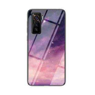 For vivo iQOO 5 5G Starry Sky Painted Tempered Glass TPU Shockproof Protective Case(Dream Sky)