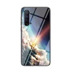 For OPPO Reno3 Starry Sky Painted Tempered Glass TPU Shockproof Protective Case(Bright Stars)