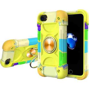 Shockproof Silicone + PC Protective Case with Dual-Ring Holder For iPhone 6/6s/7/8/SE 2022 / SE 2020(Colorful Yellow Green)