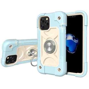 For iPhone 12 mini Shockproof Silicone + PC Protective Case with Dual-Ring Holder (Ice Blue)