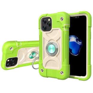For iPhone 12 / 12 Pro Shockproof Silicone + PC Protective Case with Dual-Ring Holder(Guava)